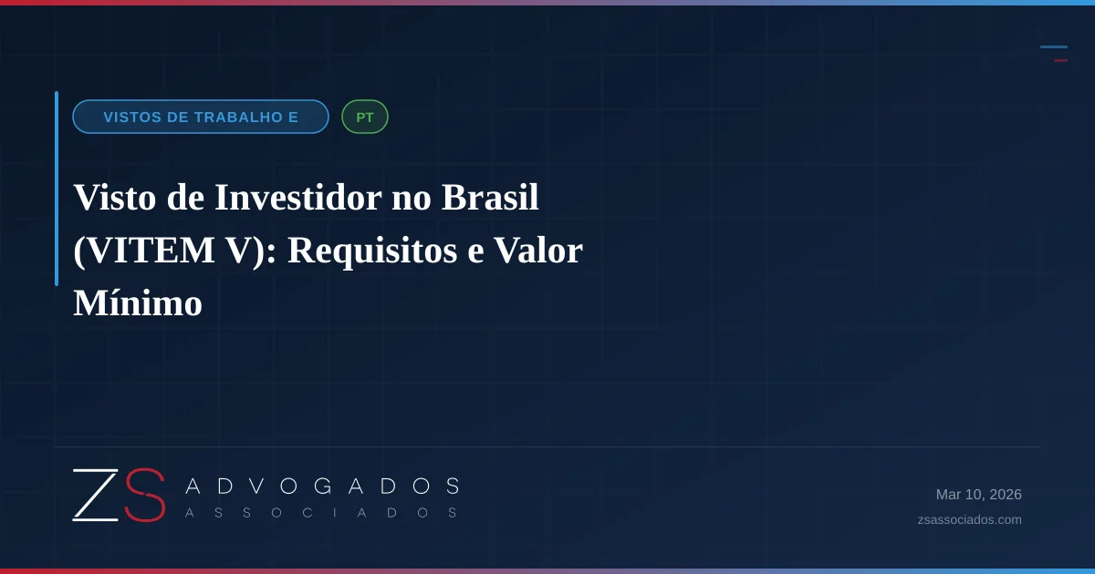 Ilustração sobre Visto de Investidor no Brasil (VITEM V): Requisitos e Valor Mínimo