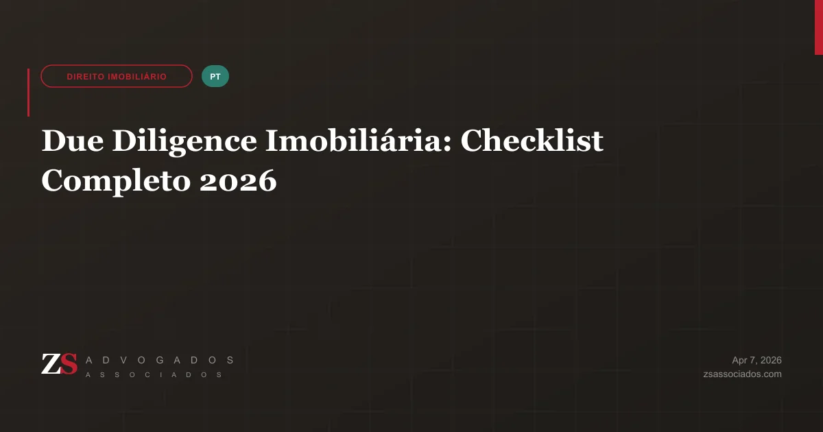 Checklist de due diligence imobiliária com documentos e lupa